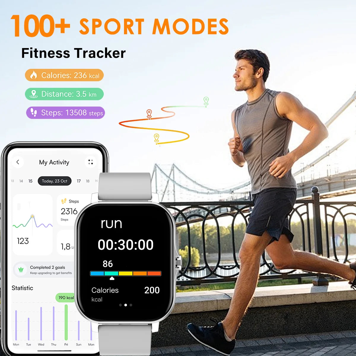 Smart Watch Bluetooth Call Smartwatch Touch Dial for Android Music Fitness Tracker Sports Watches