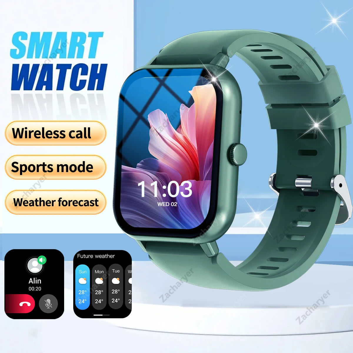 Smart watch, wireless calling/dial, multi-Sport mode, calling reminder and rejection, SMS reminder,for iPhone/Andriod